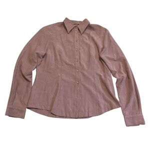 Vintage 80s Studio London Mauve Faux Suede Button Down Shirt Blouse M/M